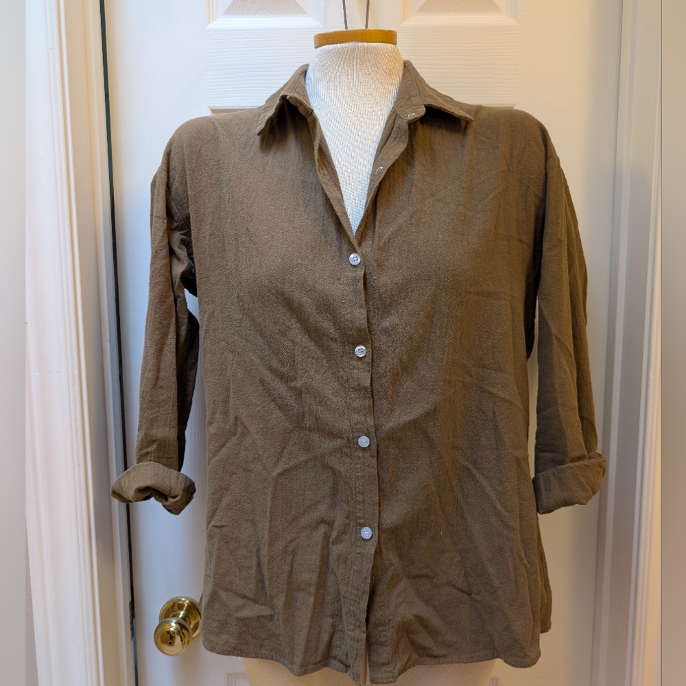 Casual Brown Button-Up Shirt